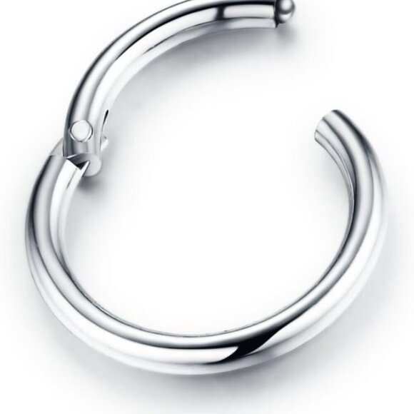 8 Pcs Silver Surgical Steel Small Hoop Earrings for Cartilage Daith Septum Nose - Picture 2 of 5